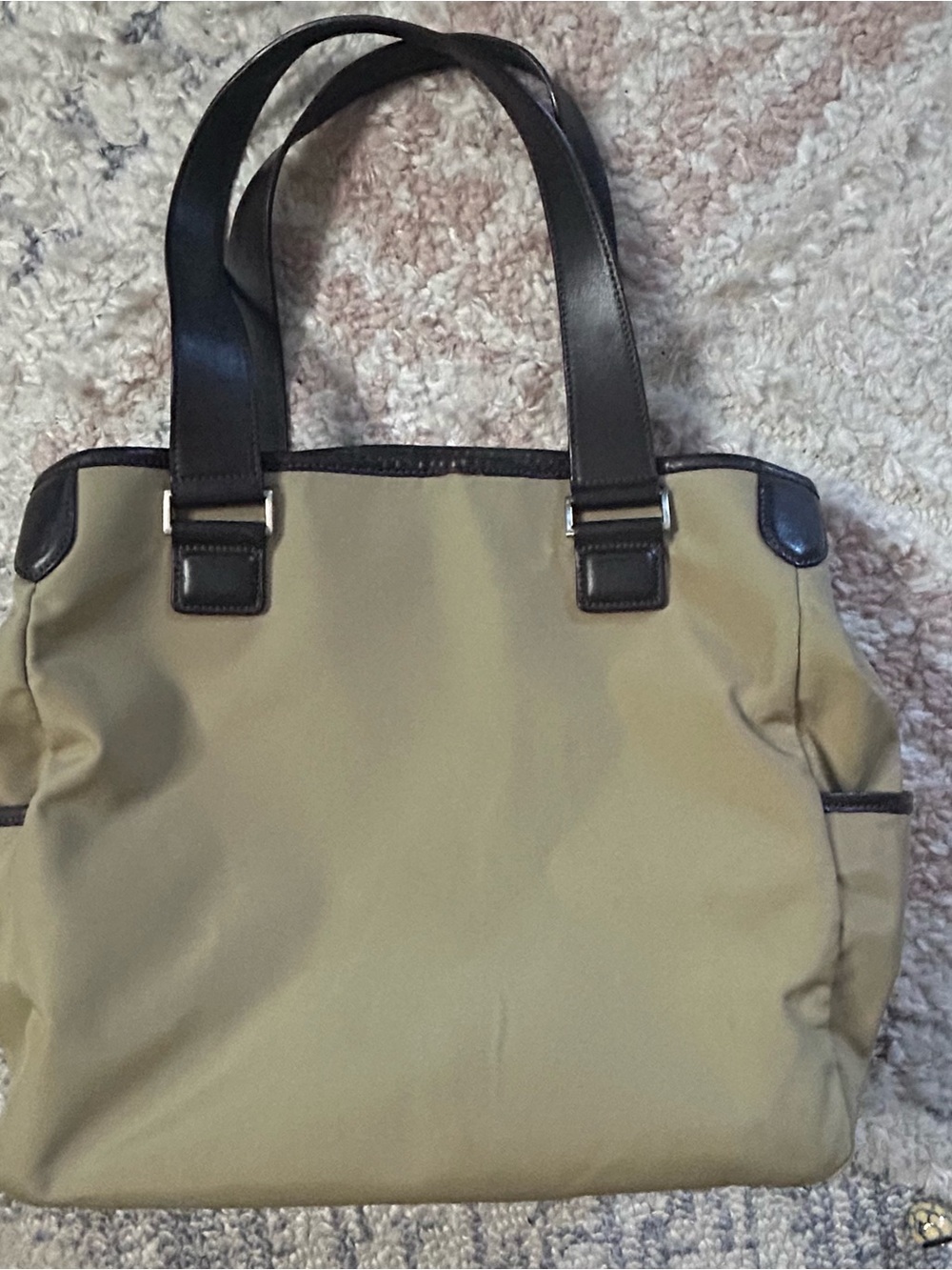Tumi Beige Tote Handbag with Pink Liner